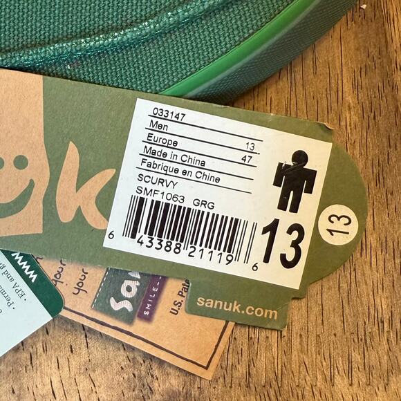 Sanuk Scurvy Boat Shoe Sandal Slip On Beach Surfer Green Men’s 13 US 47 EU - Picture 6 of 10